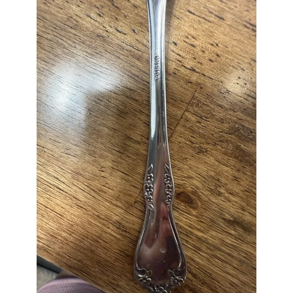 Mansfield (Stainless) By Oneida Silver Lot Of 17, Flower Print, Vintage Flatware